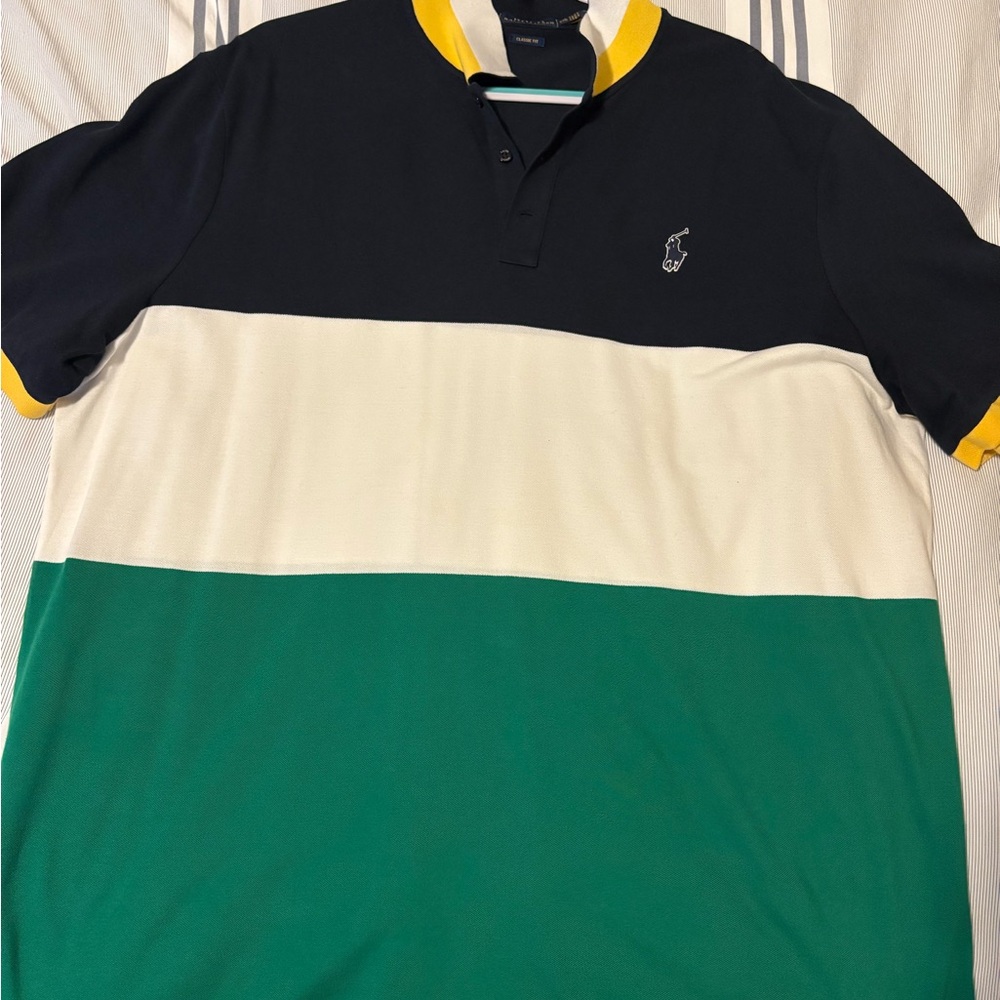 Polo by Ralph Lauren Blue and Green Color Block Polo Shirt